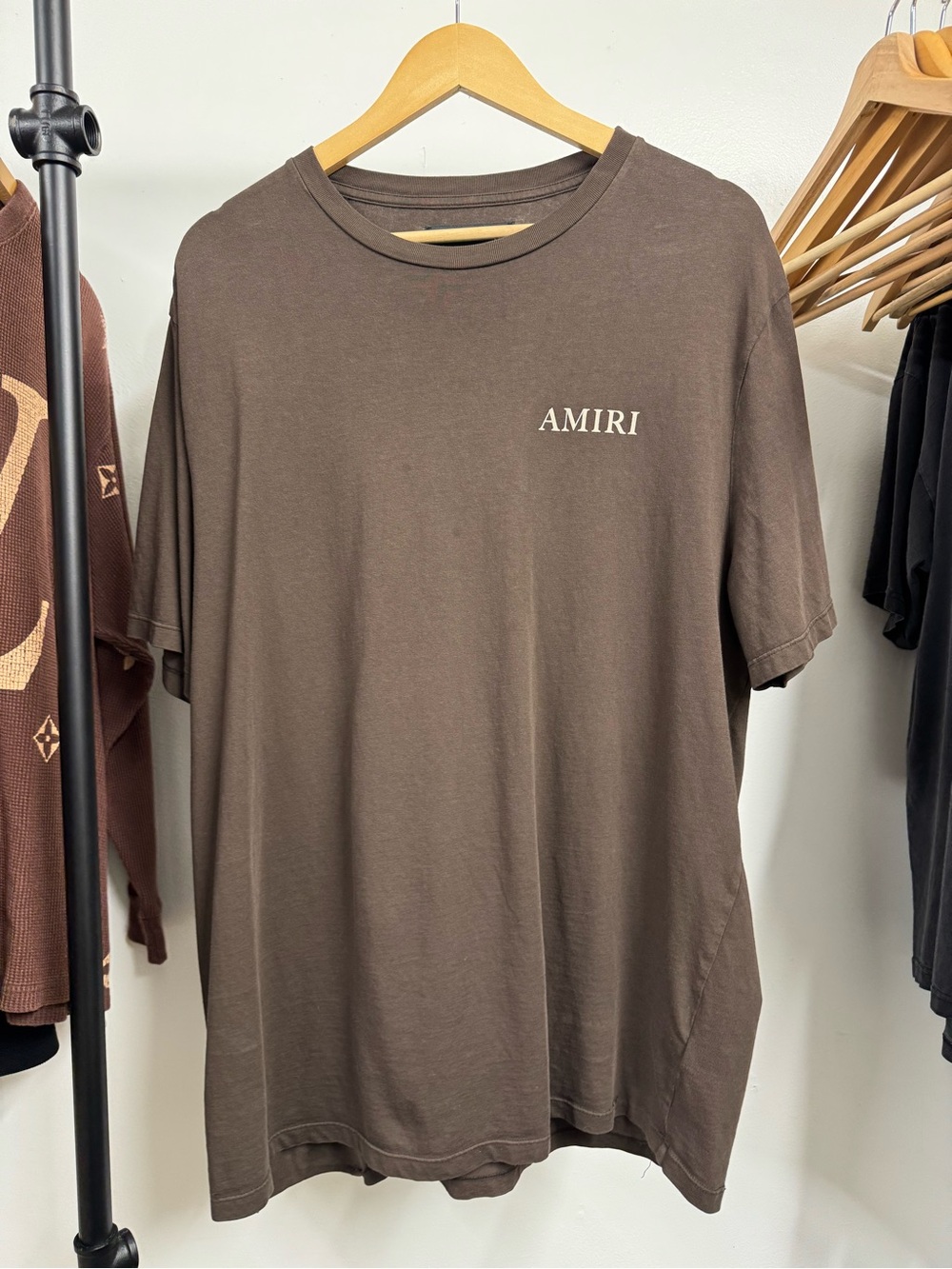 AMIRI Chocolate Brown Logo Short Sleeve Tee ( AUTHENTIC ) Size 42 / XL
